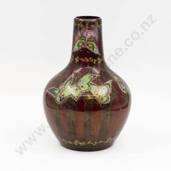 Devon Sylvan Lustre Butterfly Decorated Bottle Vase