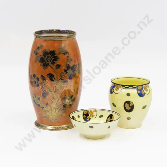 New Hall Boumier Ware Lustre Vase Doulton Lustre Vase & Dish