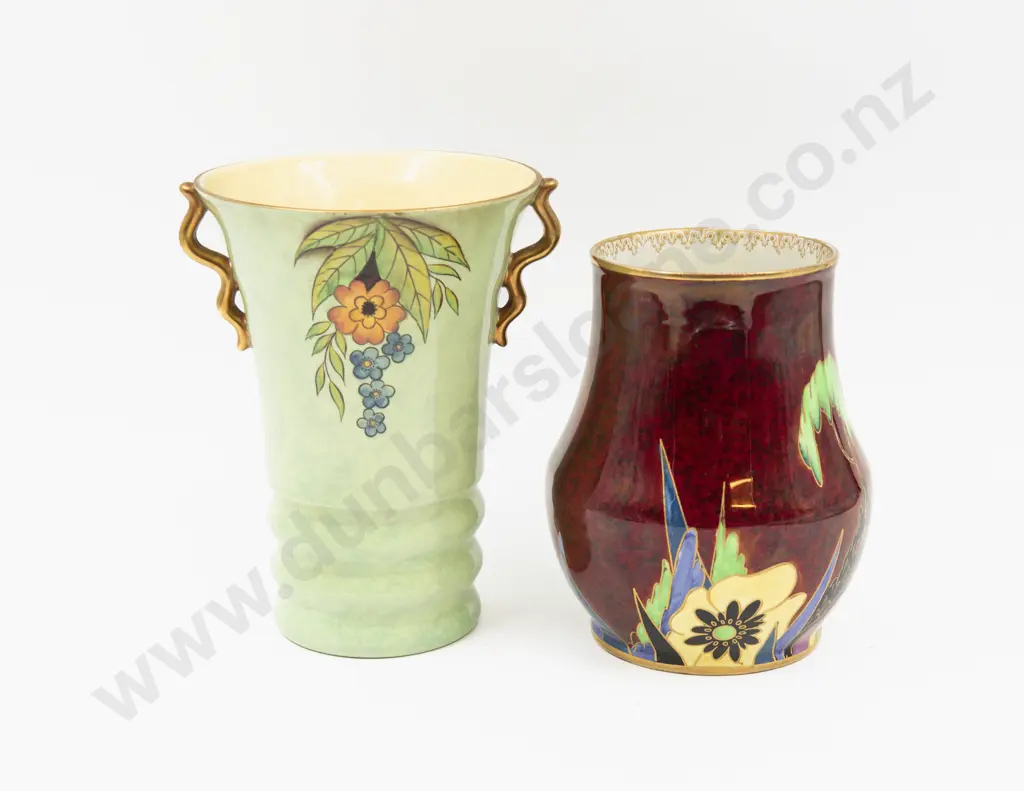 Two Carlton Ware Hand Painted Lustre Vases Tallest 18cm H Image 1++