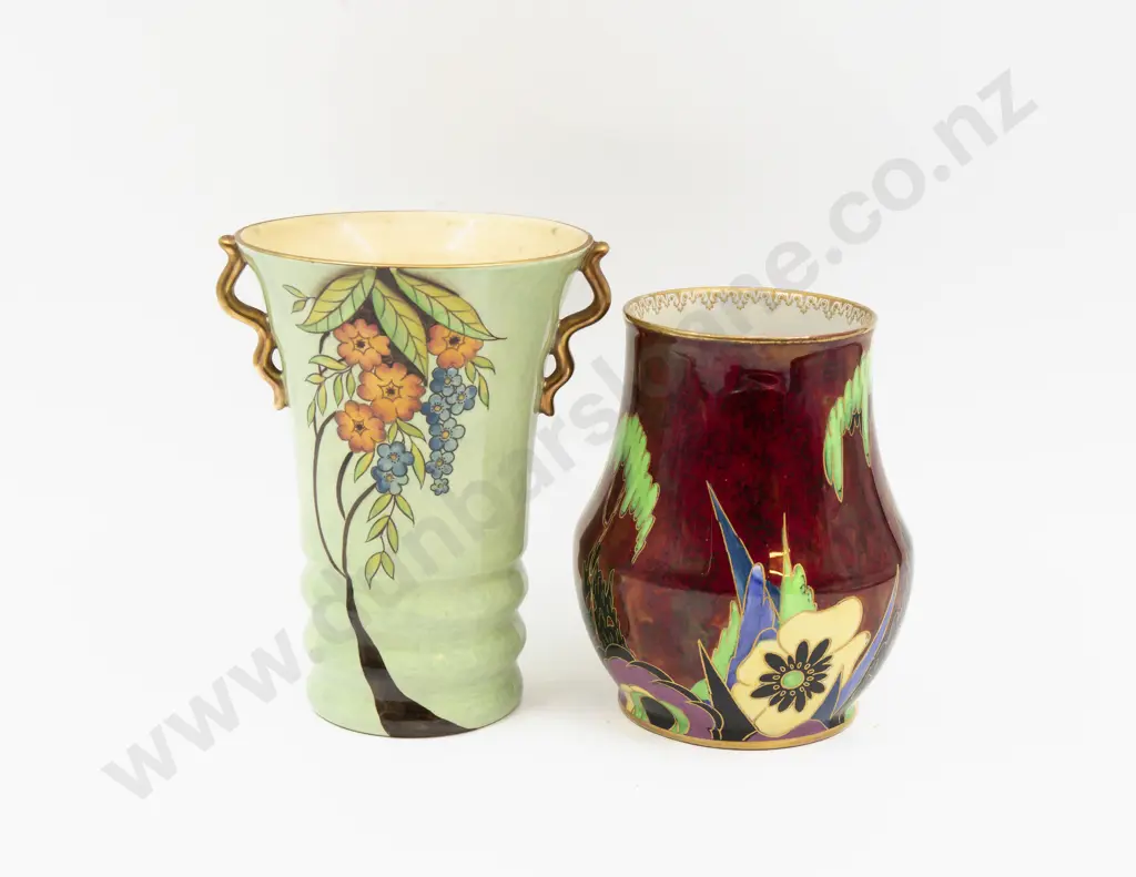 Two Carlton Ware Hand Painted Lustre Vases Tallest 18cm H Image 1++