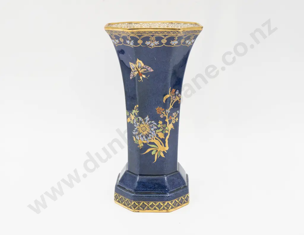 Carlton Ware Lustre Basket of Flowers Pattern Octagonal Vase 23cm H Image 1++
