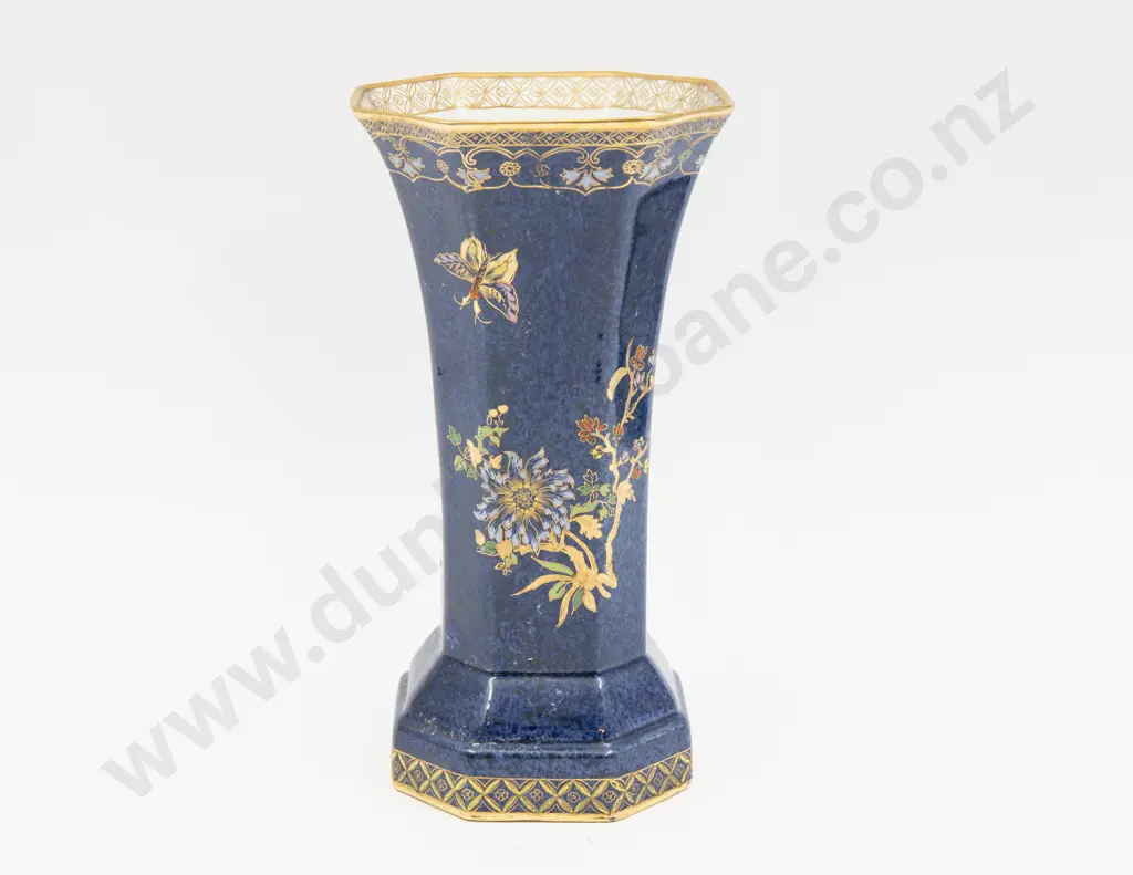 Carlton Ware Lustre Basket of Flowers Pattern Octagonal Vase 23cm H Image 1++