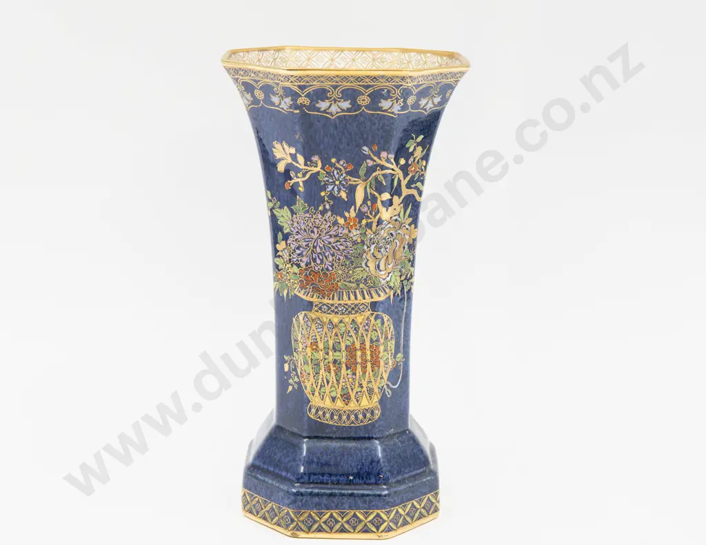 Carlton Ware Lustre Basket of Flowers Pattern Octagonal Vase 23cm H Image 1++