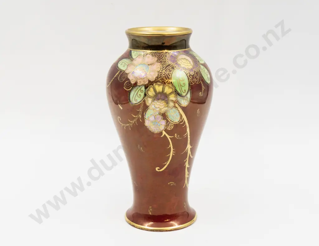 Grimwades Lustre Floral & Gilt Decorated Baluster Vase 23.5cm H Image 1++