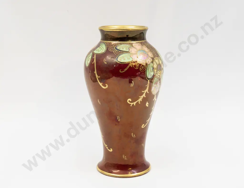 Grimwades Lustre Floral & Gilt Decorated Baluster Vase 23.5cm H Image 1++