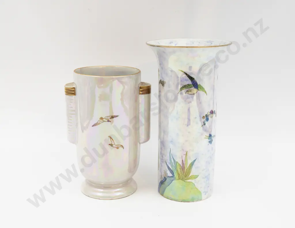 Wilton Ware Floral Decorated Lustre Vase & Crown Devon Art Deco Lustre Vase Tallest 21.5cm H Image 1++