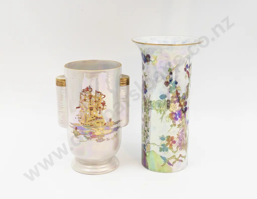 Wilton Ware Floral Decorated Lustre Vase & Crown Devon Art Deco Lustre Vase Tallest 21.5cm H Image 1++