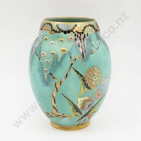 Carlton Ware Enamel Decorated Ovoid Vase 19cm H