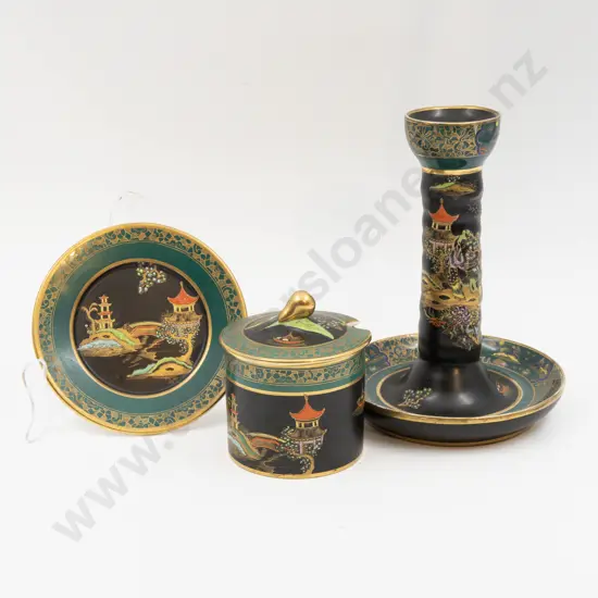 Carlton ware Mikado Pattern 17.5cm H Candlestick & Preserve Pot