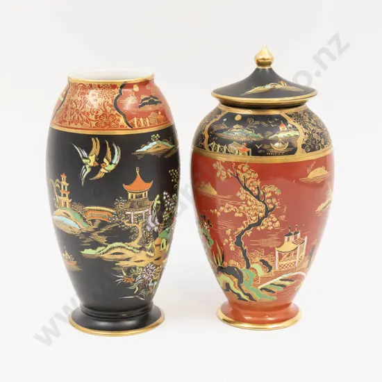 Carlton Ware Lidded Urn & Vase Tallest 17.5cm H