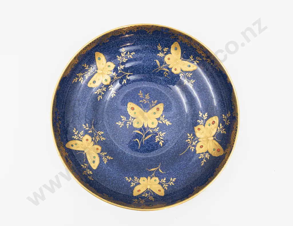 Aynsley Enamel Butterfly Decorated Shallow Bowl 21cm Dia Image 1++