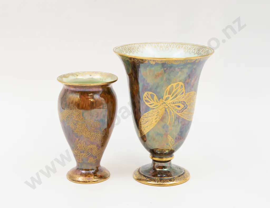 Two Wedgwood Lustre Vases Tallest 13.5cm H Image 1++