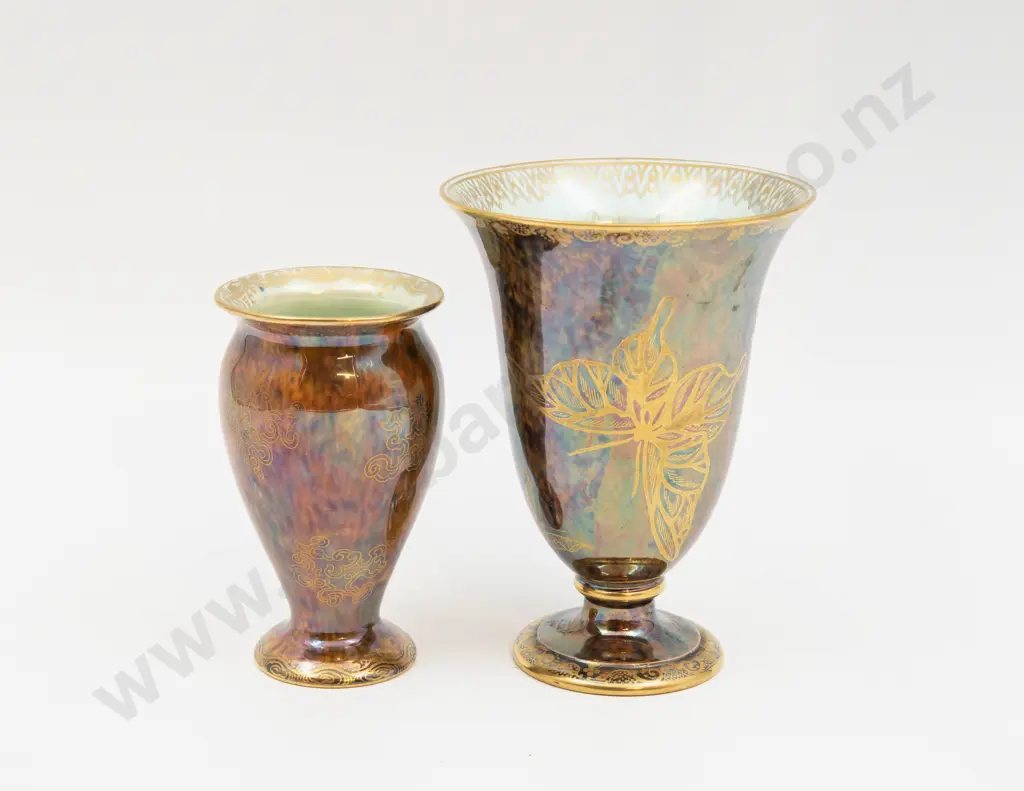 Two Wedgwood Lustre Vases Tallest 13.5cm H Image 1++