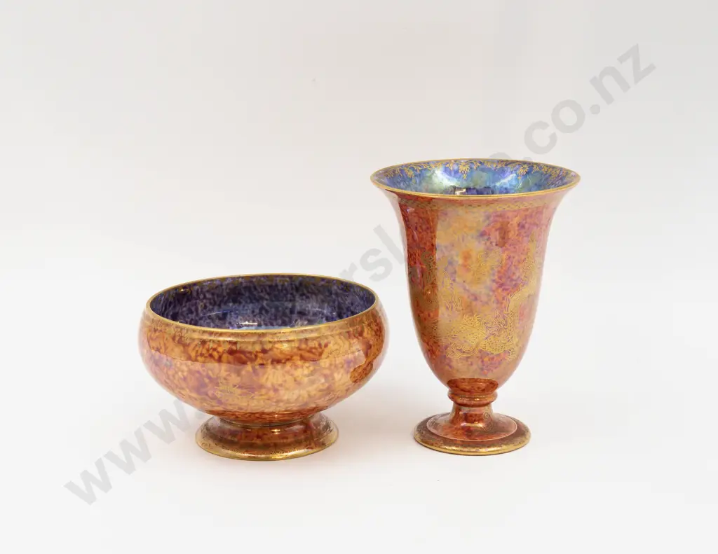 Wedgwood Lustre Vase & Footed Bowl Tallest 13.5cm H Image 1++