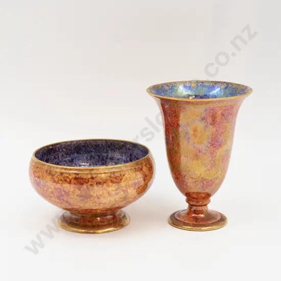 Wedgwood Lustre Vase & Footed Bowl Tallest 13.5cm H