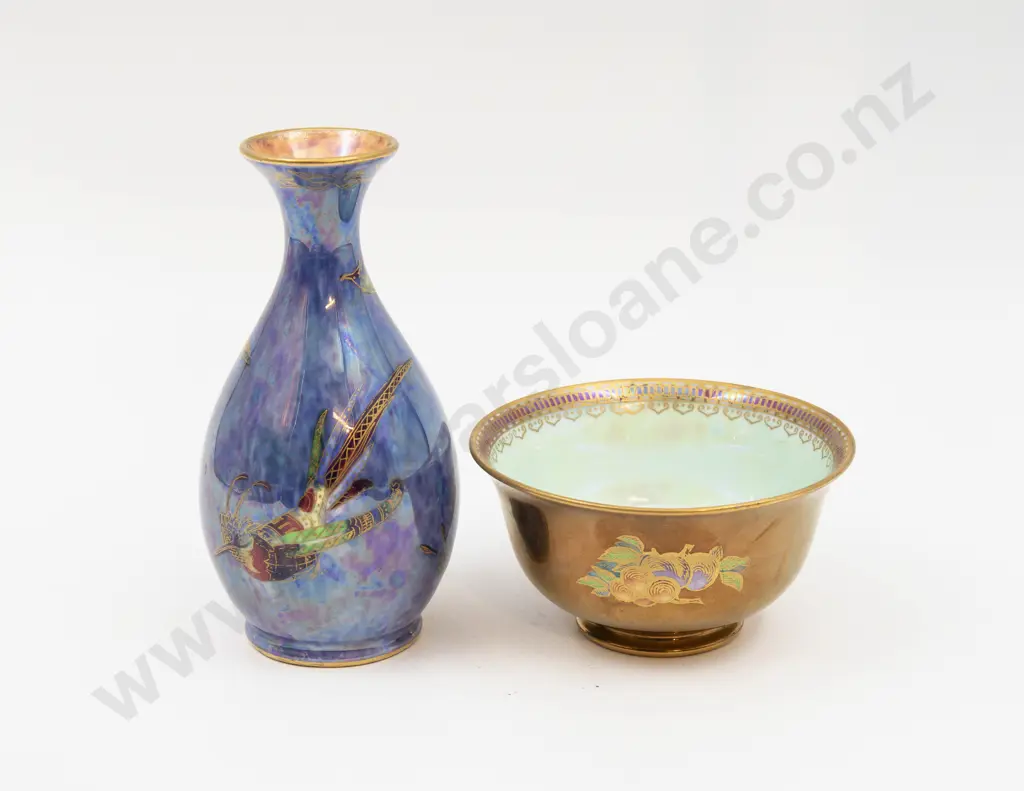 Wedgwood Lustre Bottle Vase & Bowl Tallest 13.5cm H Image 1++
