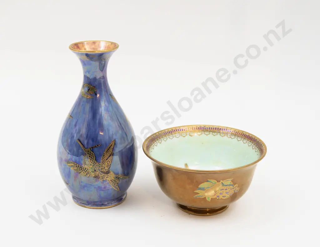 Wedgwood Lustre Bottle Vase & Bowl Tallest 13.5cm H Image 1++