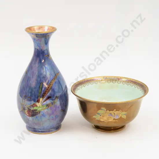 Wedgwood Lustre Bottle Vase & Bowl Tallest 13.5cm H