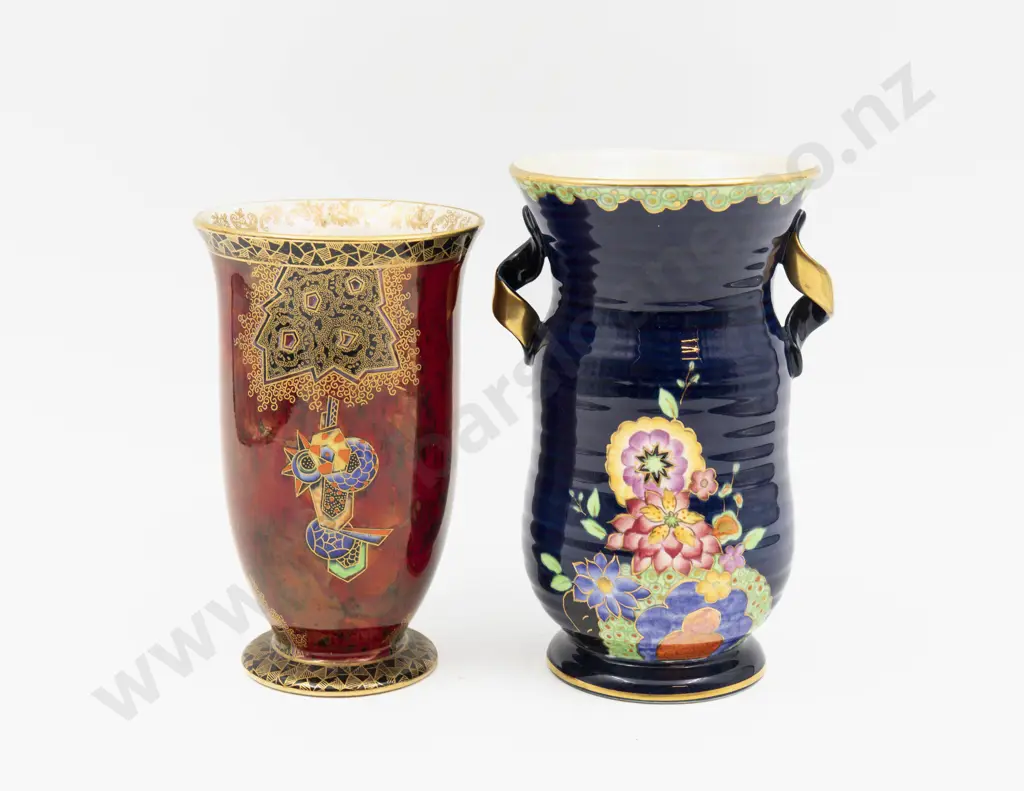 Two Crown Devon Lustre Vases Tallest 18cm H Image 1++