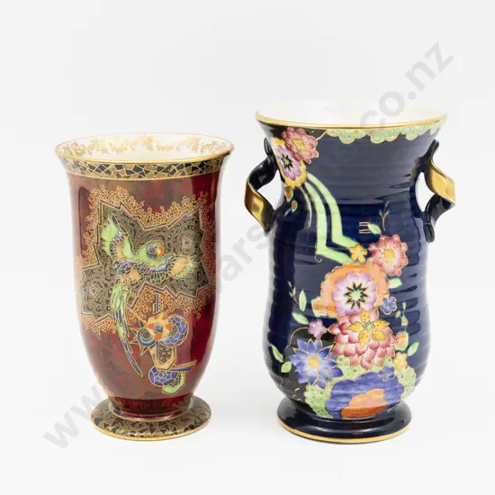 Two Crown Devon Lustre Vases Tallest 18cm H