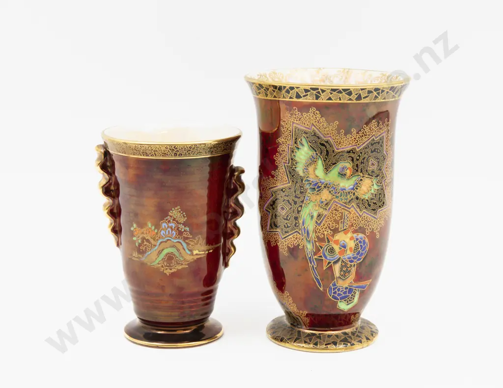 Two Crown Devon Lustre Vases Tallest 16cm H Image 1++