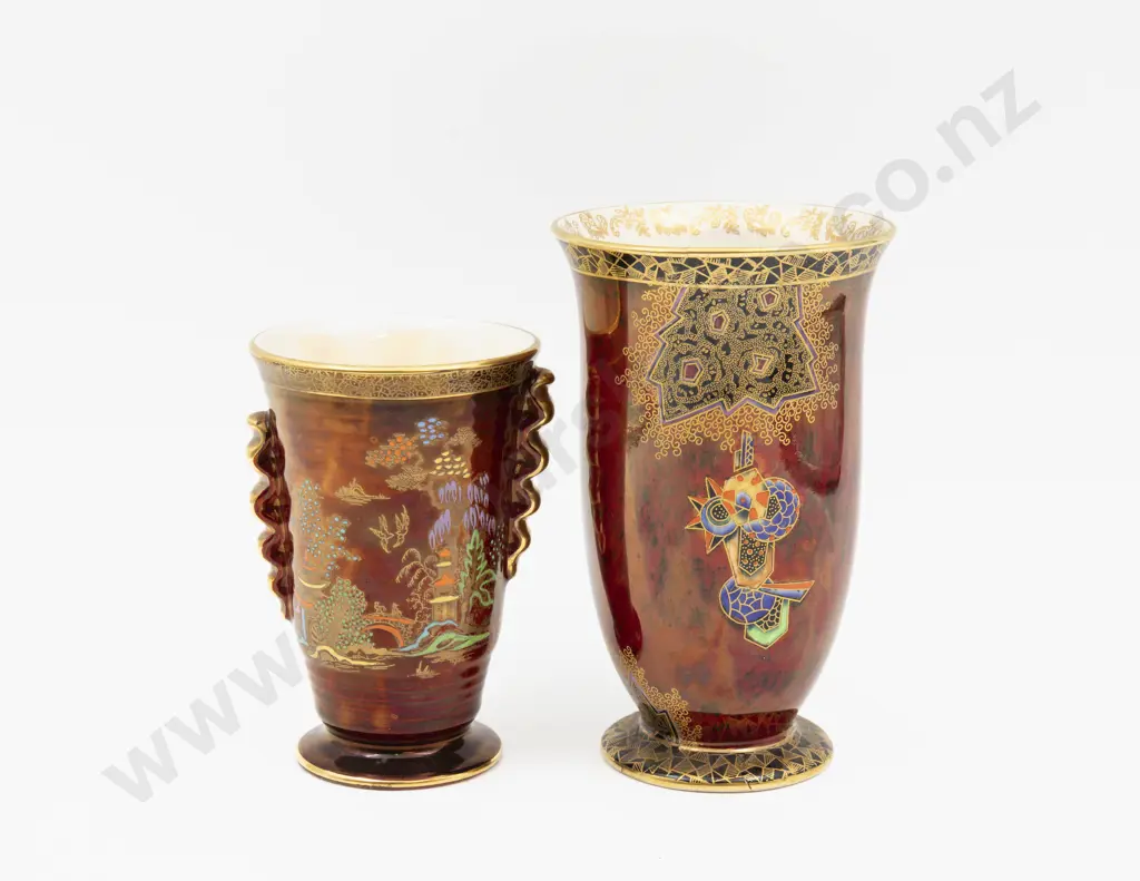Two Crown Devon Lustre Vases Tallest 16cm H Image 1++