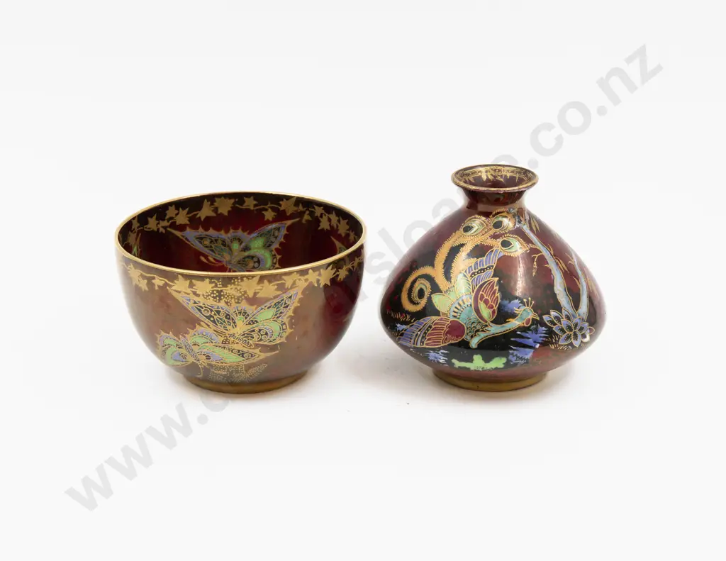 Devon Lustrine Bud Vase & Small Bowl 9cm Dia Image 1++