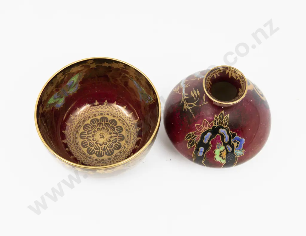 Devon Lustrine Bud Vase & Small Bowl 9cm Dia Image 1++