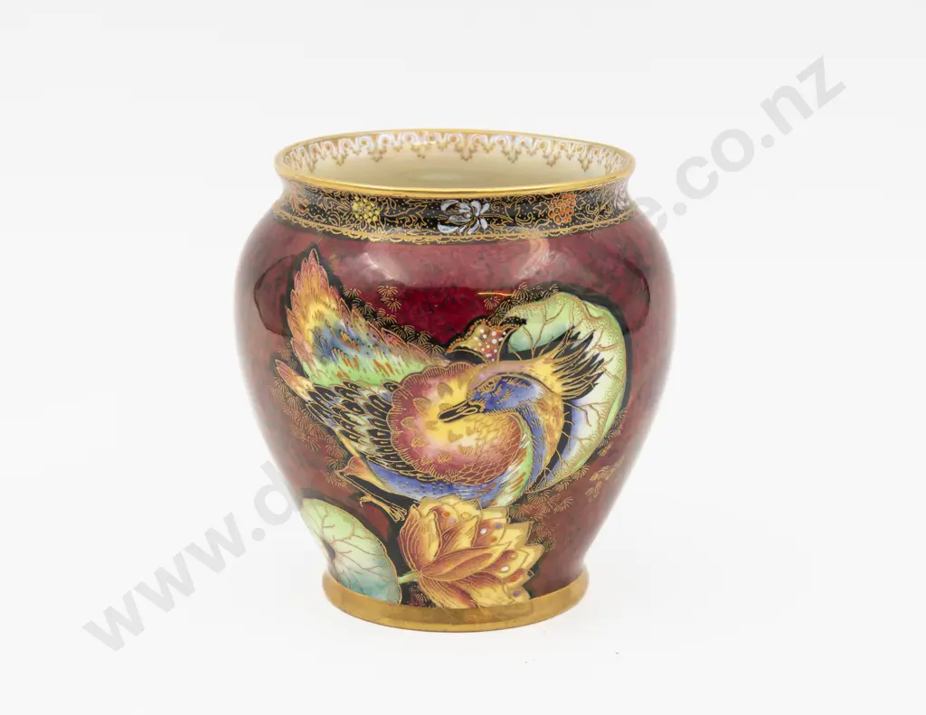 Carlton Ware Bird & Lotus Pattern Lustre Vase 11.5cm H Image 1++