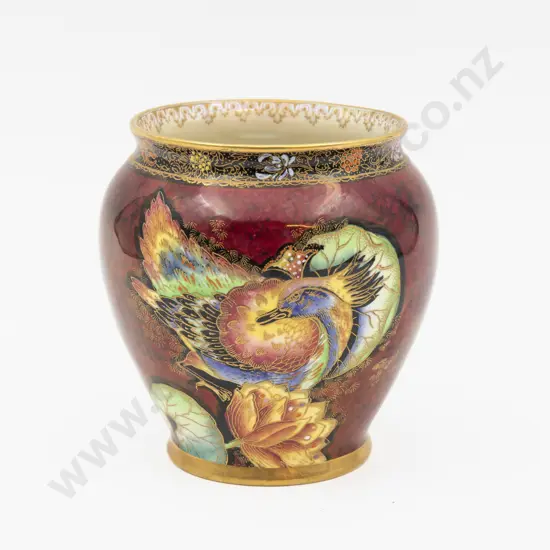 Carlton Ware Bird & Lotus Pattern Lustre Vase 11.5cm H