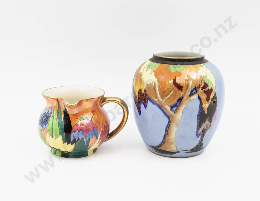 Carlton Ware Hand Painted Ginger Jar & Lustre Jug Tallest 14cm H Image 1++