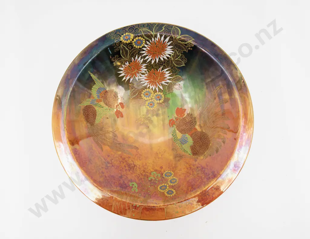 Carlton Ware Lustre Enamel Decorated Angular Base Bowl 23.5cm Dia Image 1++