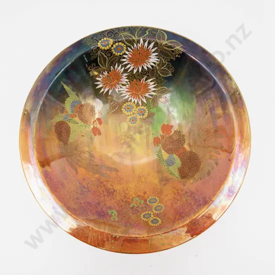 Carlton Ware Lustre Enamel Decorated Angular Base Bowl 23.5cm Dia