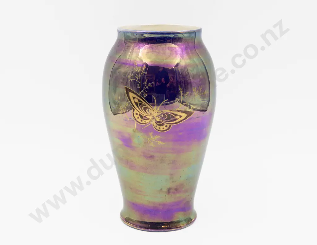 Devon Lustrine Butterfly Decorated Vase 23cm H Image 1++