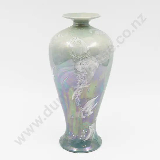 Shelley Hand Painted Lustre Vase Signed Walter Slater 20cm H
