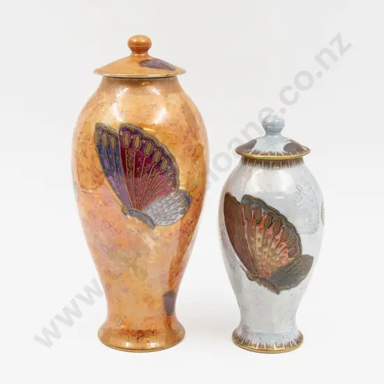 Two Carlton Ware Lustre Lidded Urns Tallest 24cm H