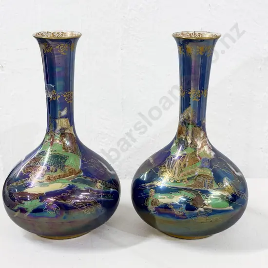 Pair of Devon Lustre Ware Gourd Shaped Vases