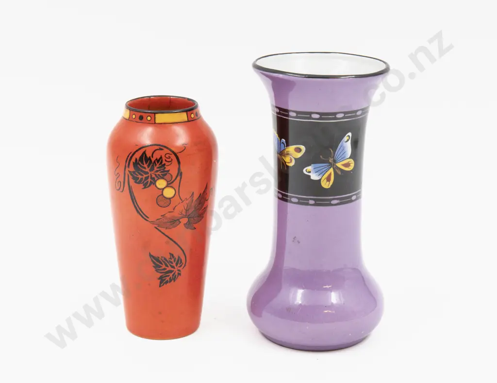 Shelley Enamel Decorated Vase & Other Tallest 15.5cm H Image 1++
