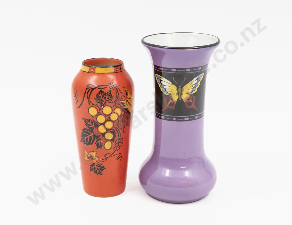 Shelley Enamel Decorated Vase & Other Tallest 15.5cm H Image 1++