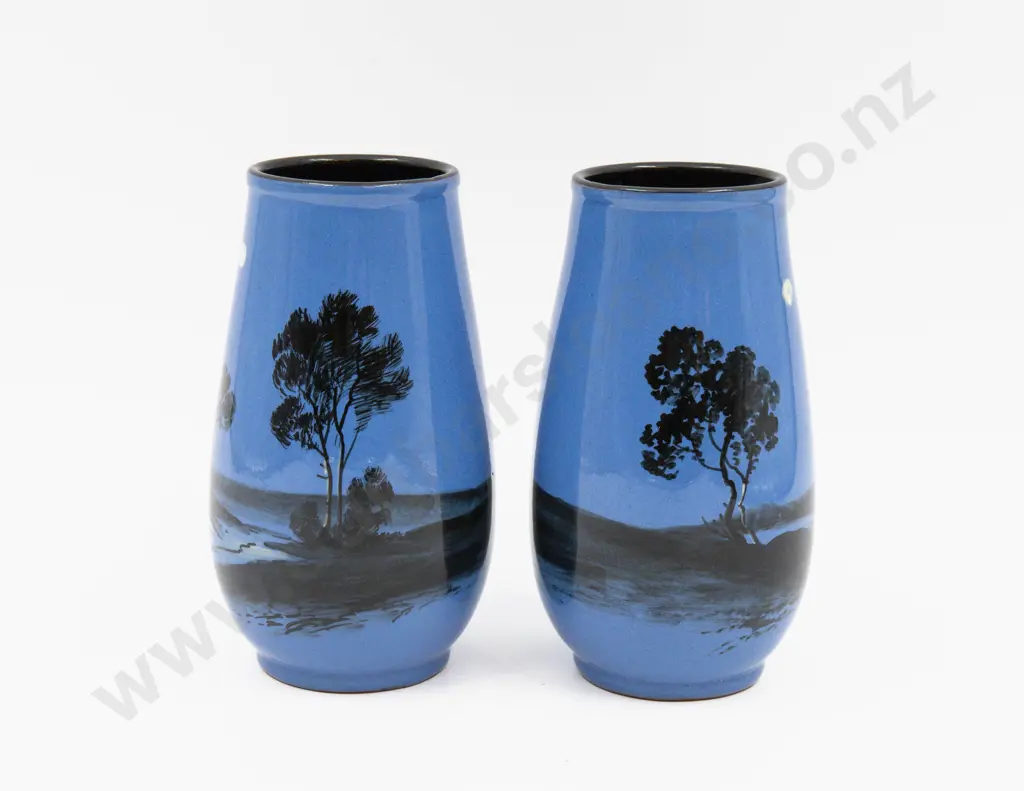 Pair Barton Pottery Torquay Vases 15.5cm H Image 1++