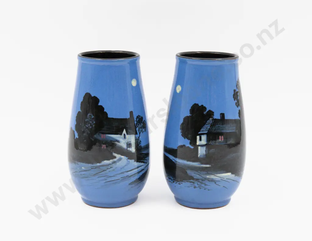 Pair Barton Pottery Torquay Vases 15.5cm H Image 1++