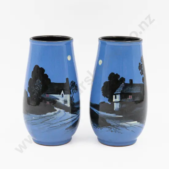 Pair Barton Pottery Torquay Vases 15.5cm H
