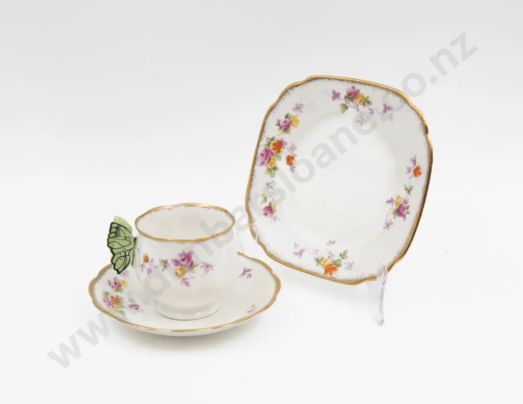 Royal Albert Butterfly Handle Teacup Saucer & Plate Image 1++
