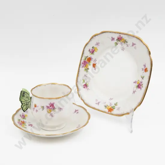 Royal Albert Butterfly Handle Teacup Saucer & Plate