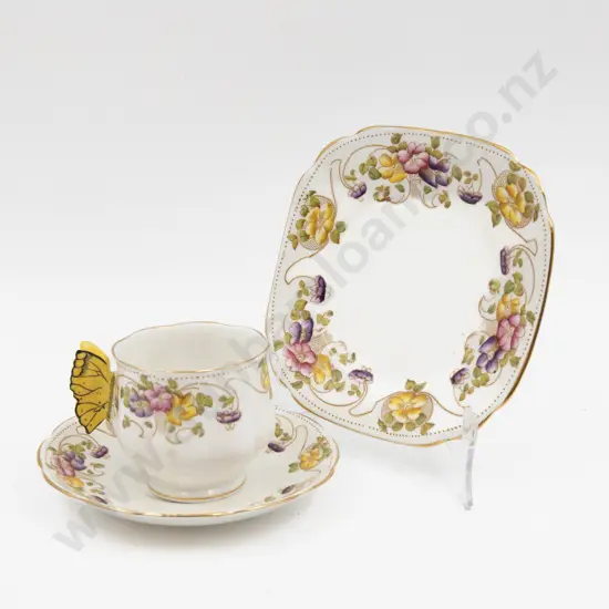 Royal Albert Butterfly Handle Teacup Saucer & Plate