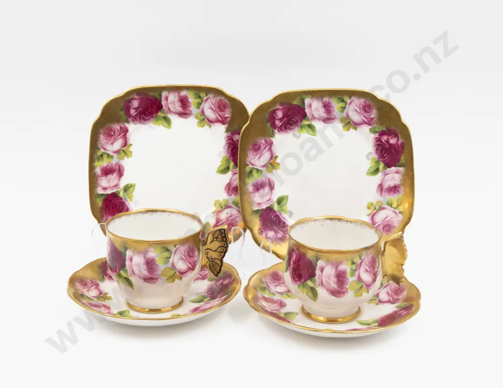 Two Royal Albert Butterfly Handle Teacup Saucer & Plates (a/f) Image 1++