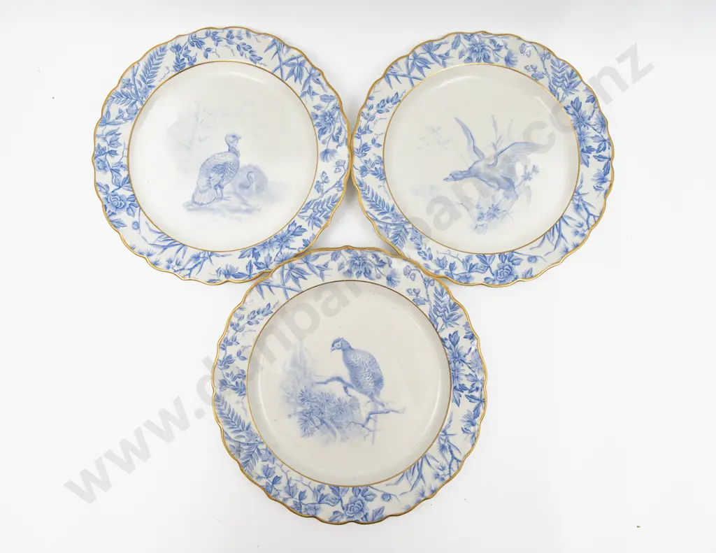 Three Unknown Maker Mid C19th Bird Decorated Plates 23cm Dia Image 1++