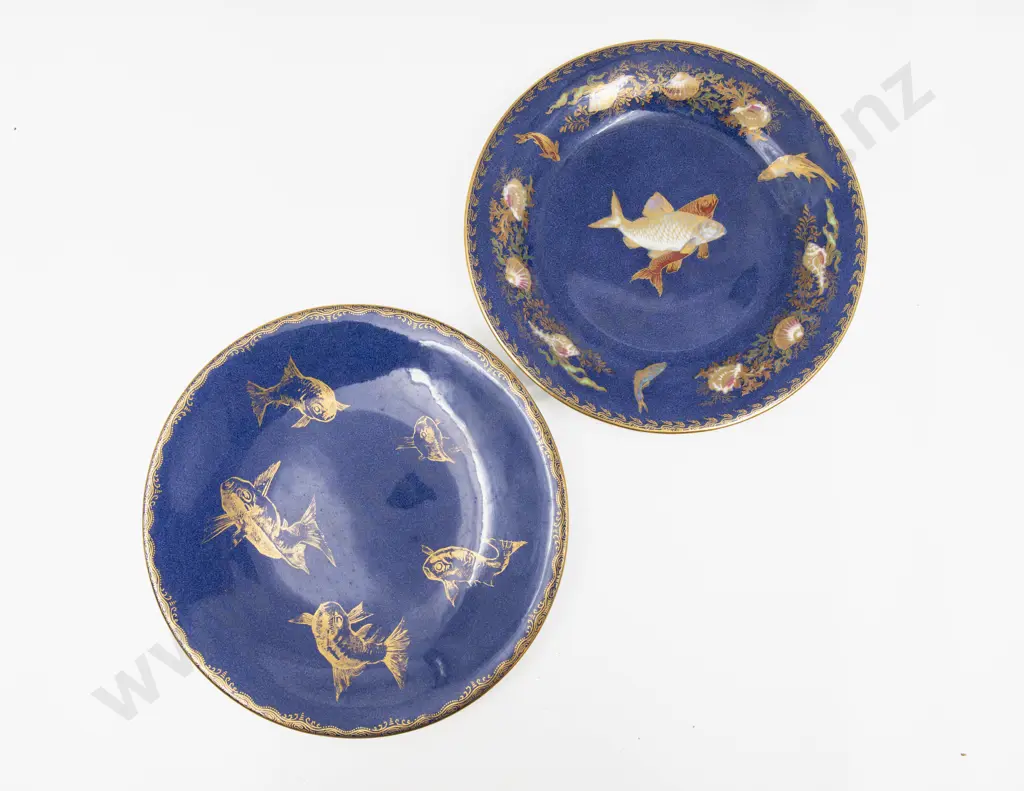 Wedgwood Lustre Fish Decorated Plate & Other Largest 23.5cm Dia Image 1++