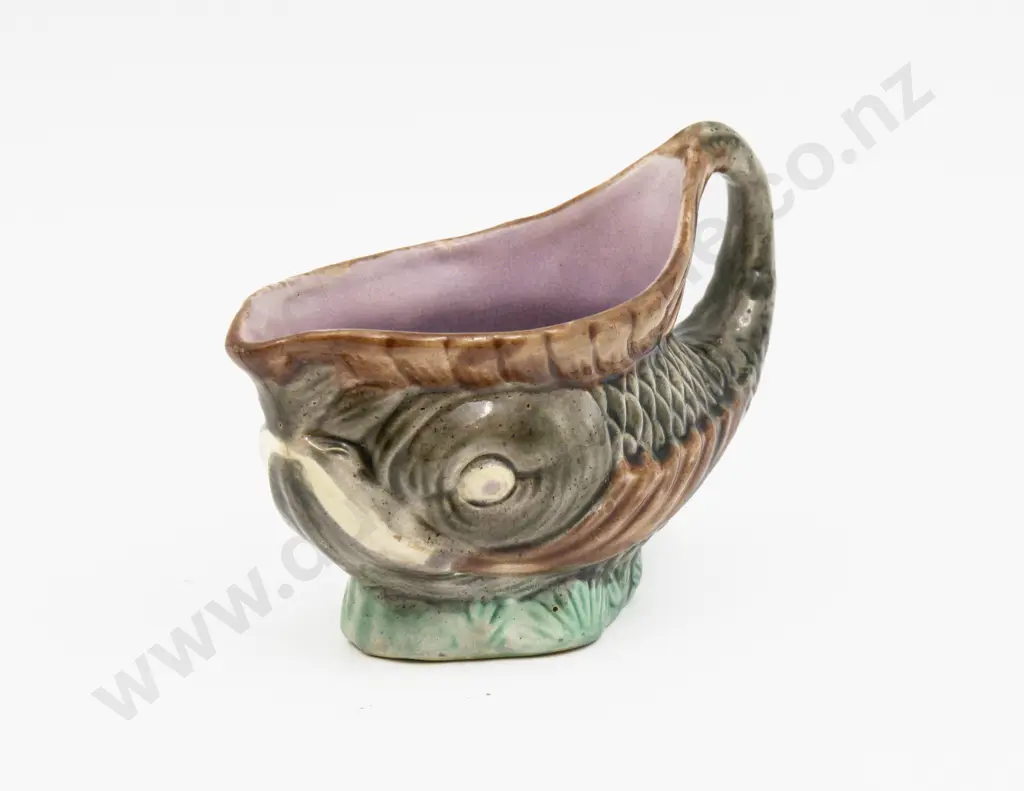 Small Majolica Fish Form Jug 13.5cm L Image 1++