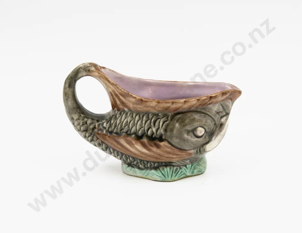 Small Majolica Fish Form Jug 13.5cm L Image 1++